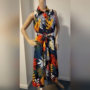 NWOT Tropical Print Sleeveless Maxi Dress